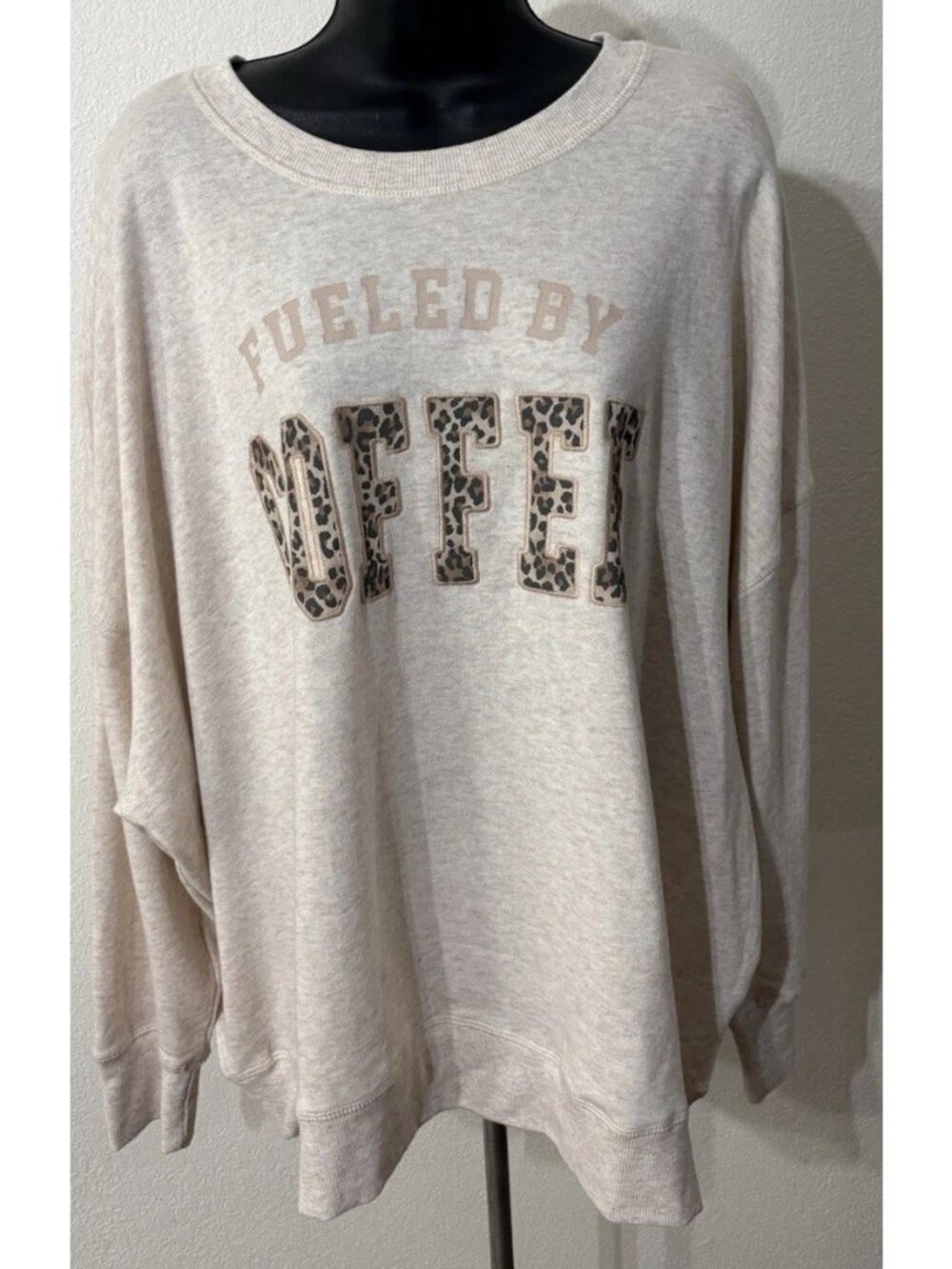 Maurices Womens Size 2X Top Fueled By Coffee 3/4 Sleeves Oversized Pullover